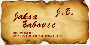 Jakša Babović vizit kartica